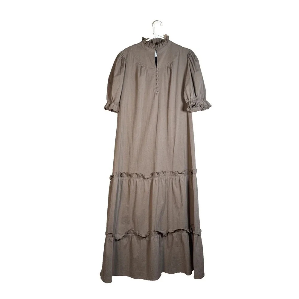 Pomander Place by Tuckernuck Chestnut Brown Selena Maxi Dress XXXL Puff Sleeve